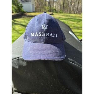Maserati Levante Hat Navy Blue Trident Logo Adjustable Baseball Cap Mens OSFM